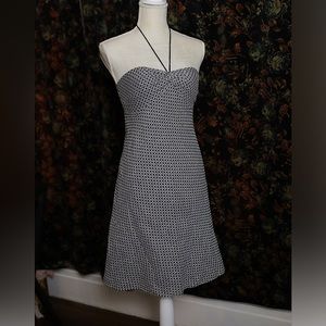 Loft Ann Taylor Gingham Black and White Midi Halter Dress